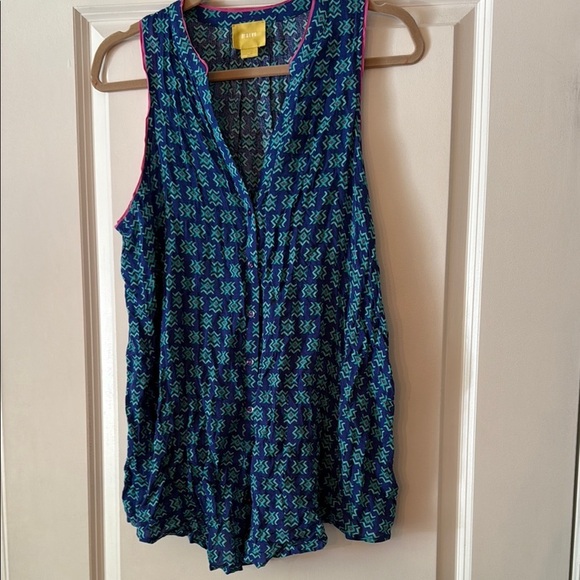 Maeve Ada Aztec Babydoll Blue and Pink Top - Picture 2 of 4